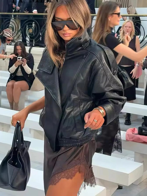 Chic Black Faux Leather Jacket