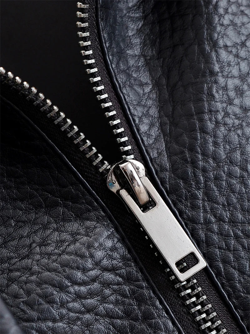 Pebble Faux Leather Moto Jacket