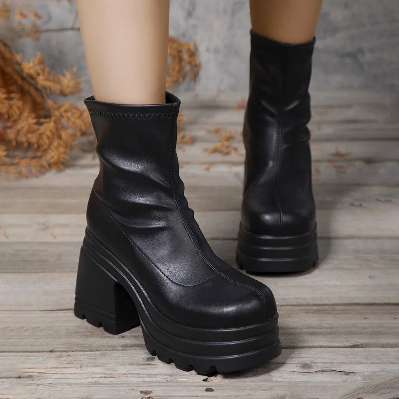 Square Toe Leather Boots