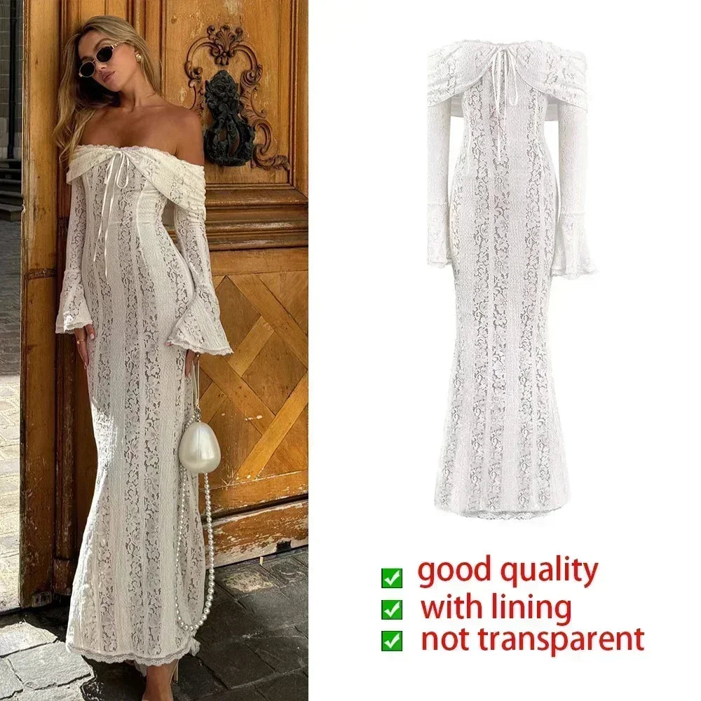 Long Sleeve Lace Evening Dress