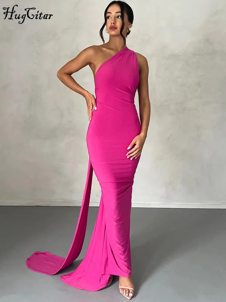 One Shoulder Backless Maxi Dress