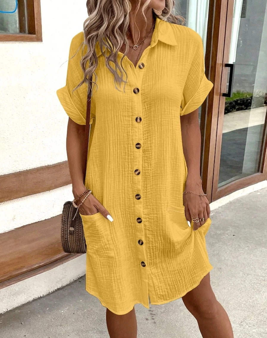 Vintage Cotton Linen Mini Dress