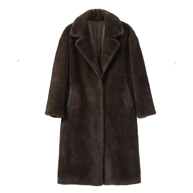 Luxury Faux Mink Fur Coat