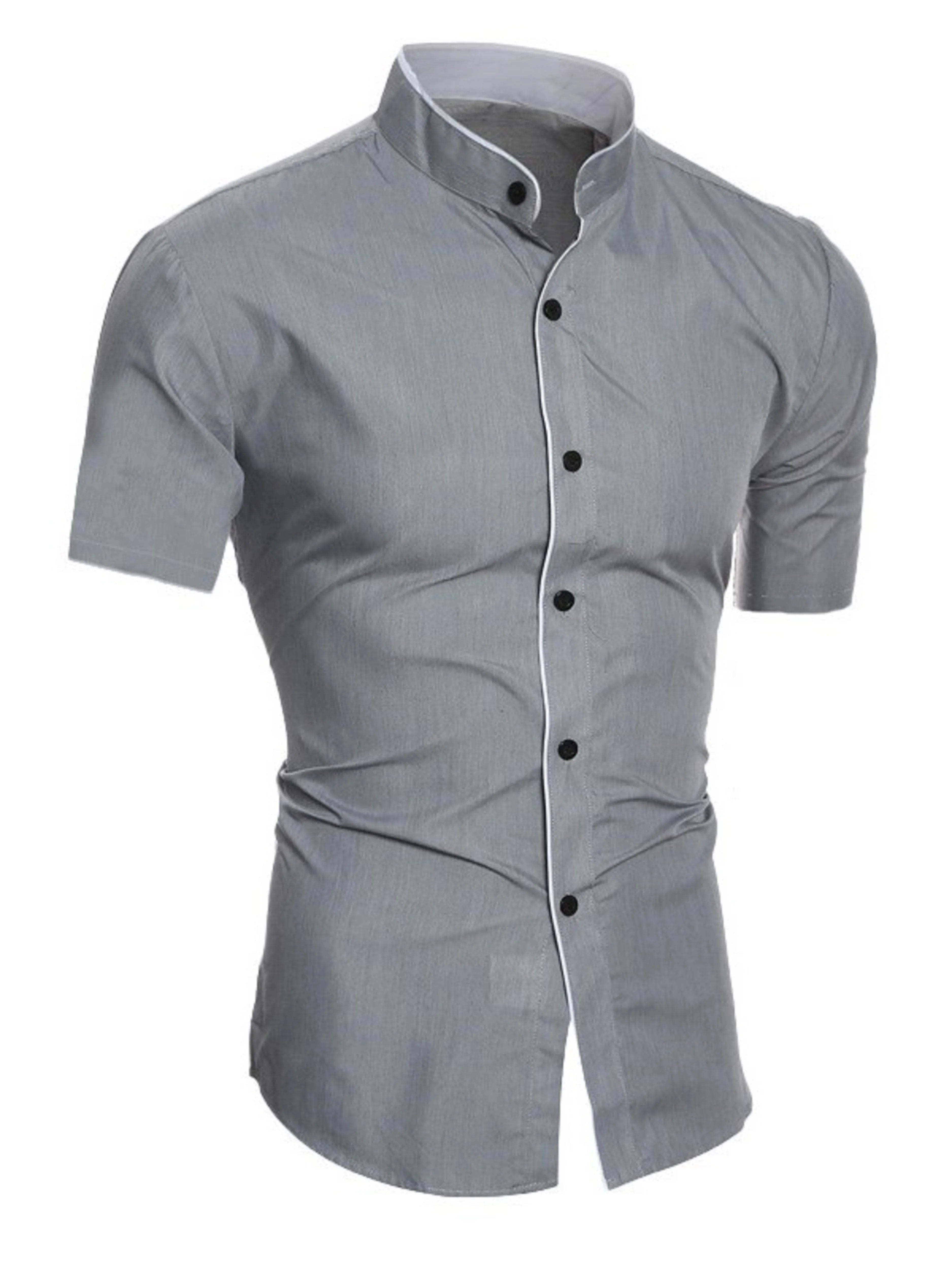Stand-Up Collar Casual Shirt