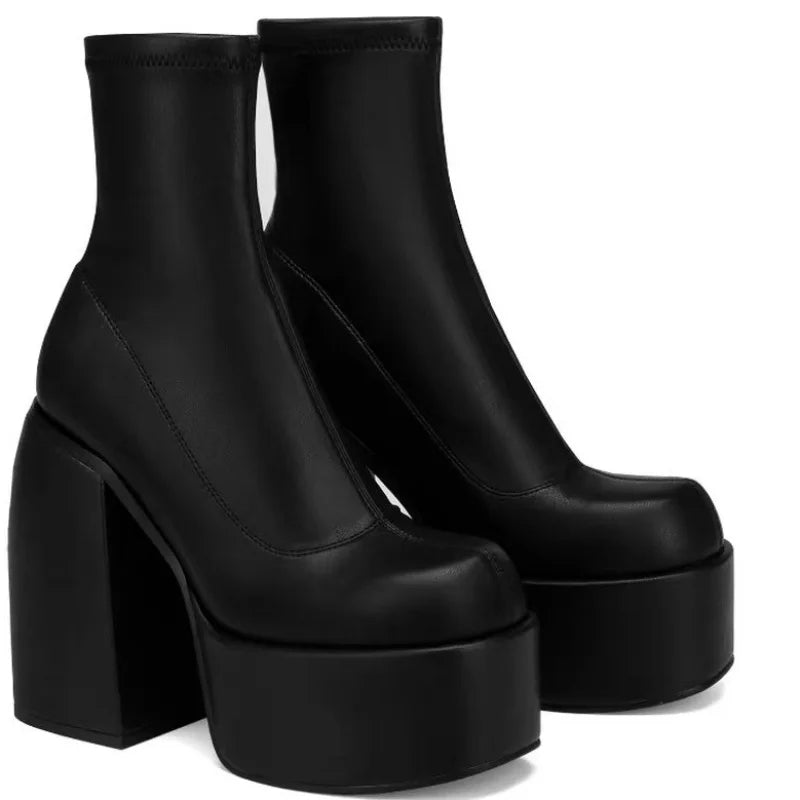 Square Toe Leather Boots