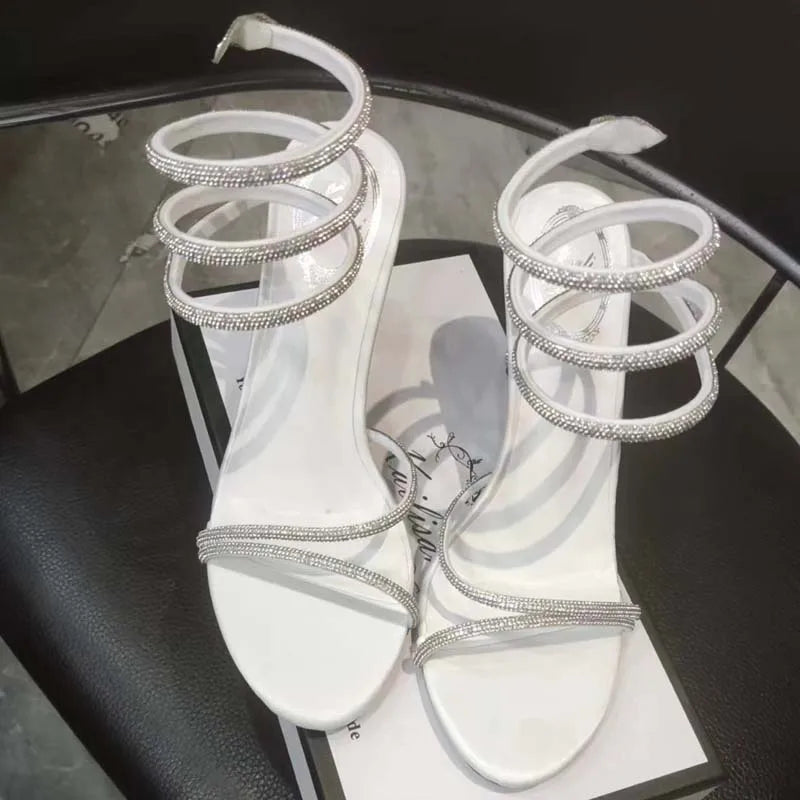 Crystal Diamond Ankle Strap Sandals