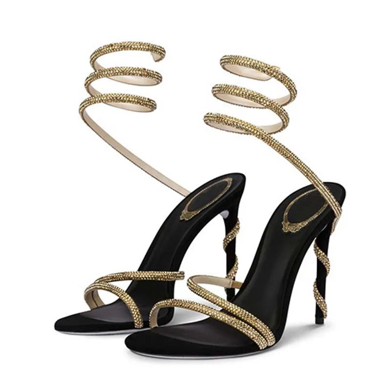Crystal Diamond Ankle Strap Sandals