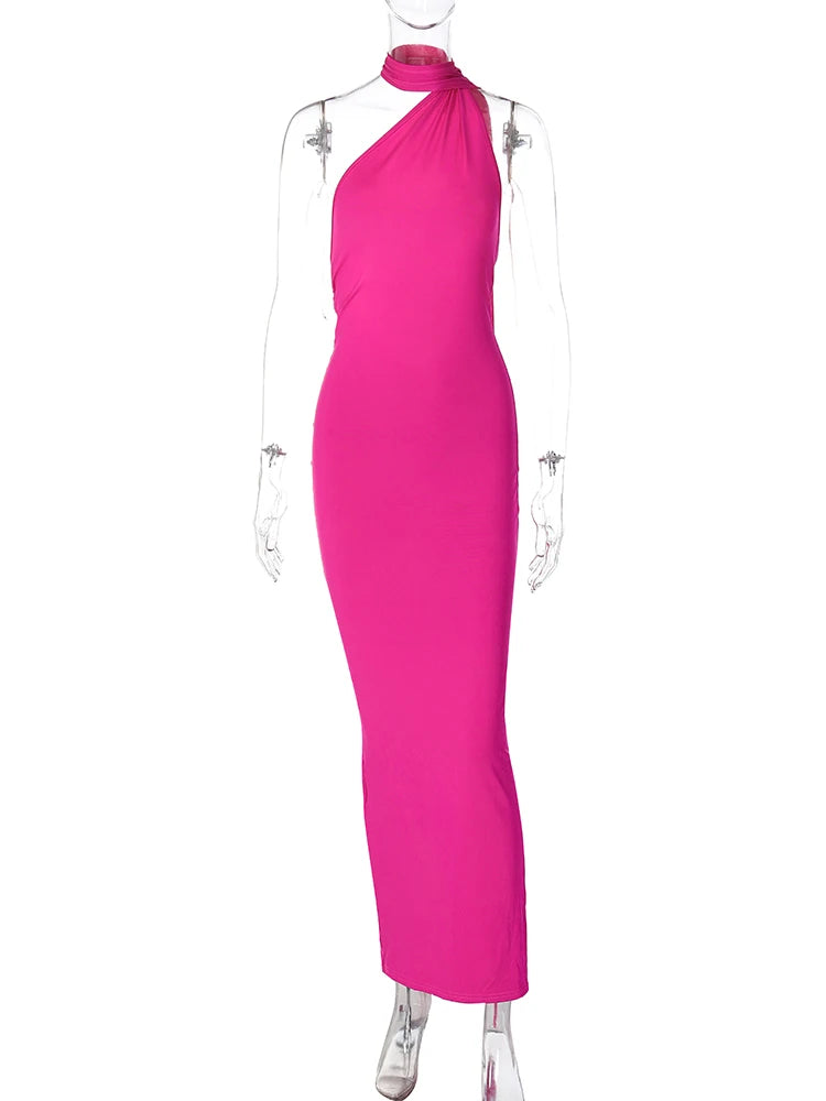 One Shoulder Backless Maxi Dress