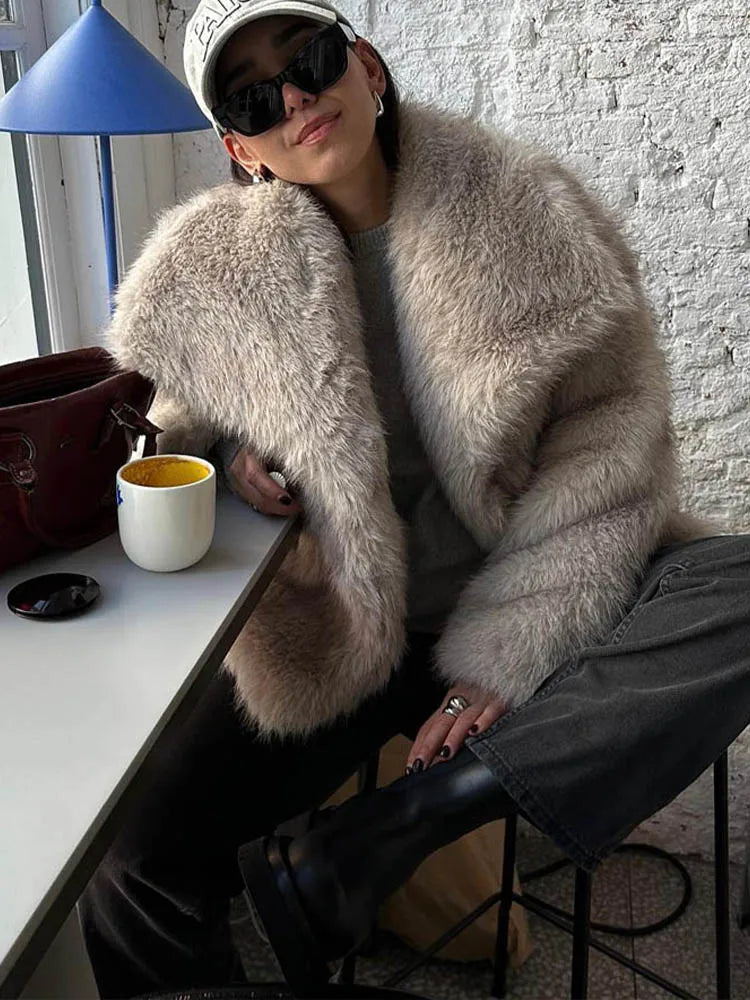 Cropped Faux Fur Jacket