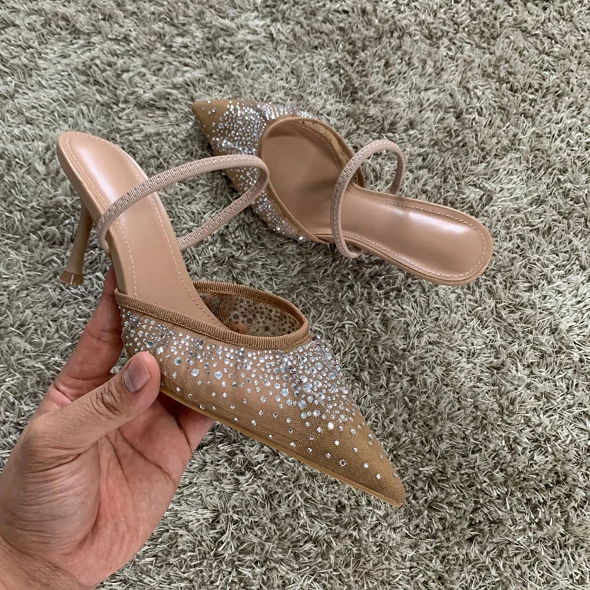 Rhinestone High Heel Sandals