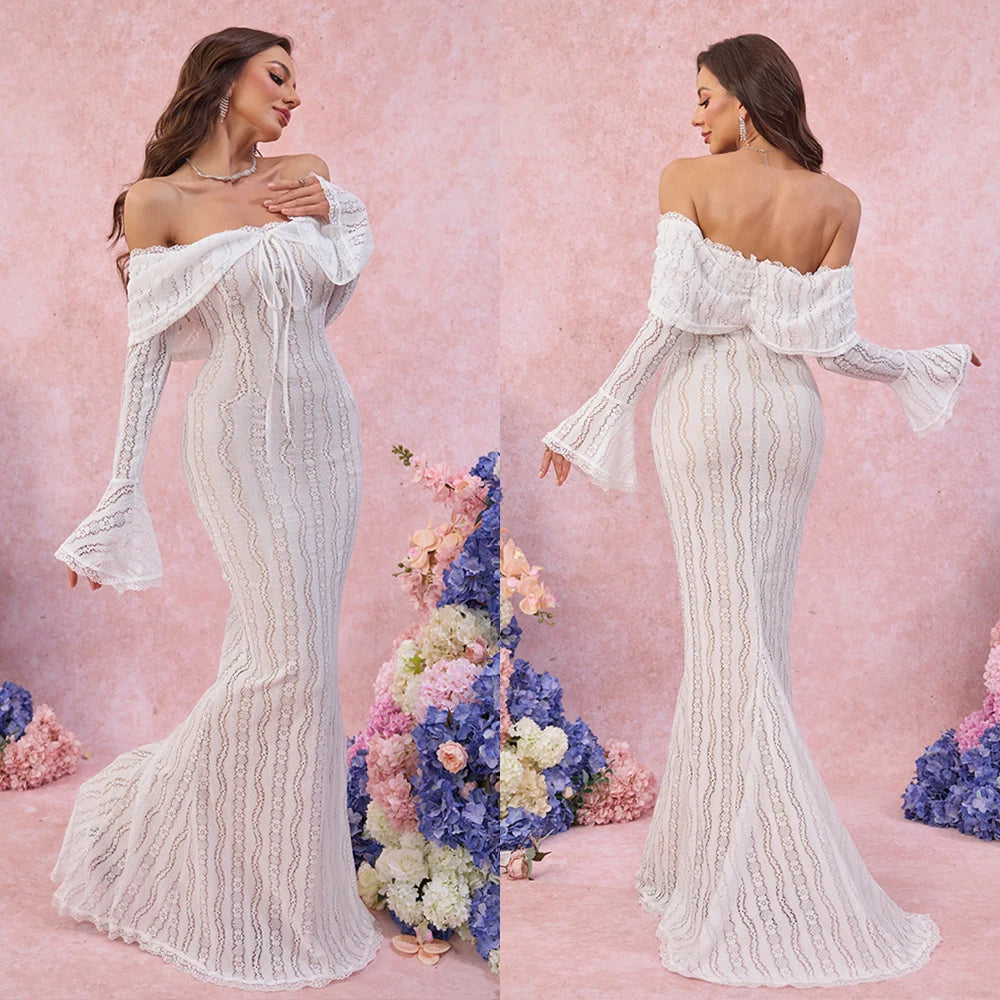 Long Sleeve Lace Evening Dress