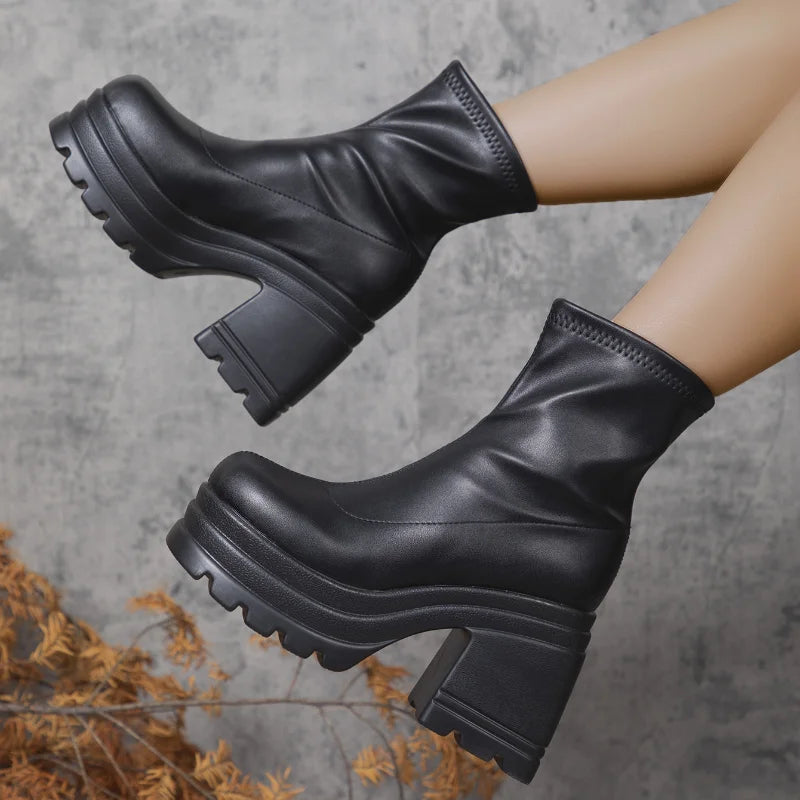 Square Toe Leather Boots