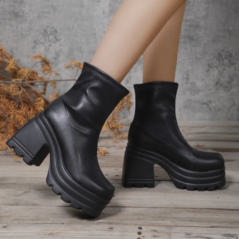 Square Toe Leather Boots