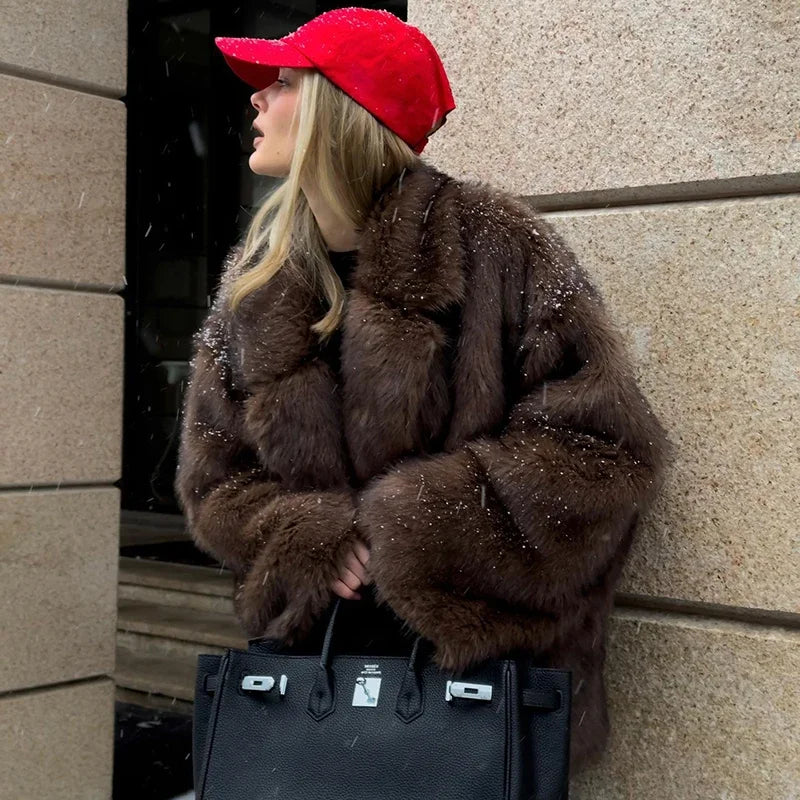 Oversized Gradient Fur Coat