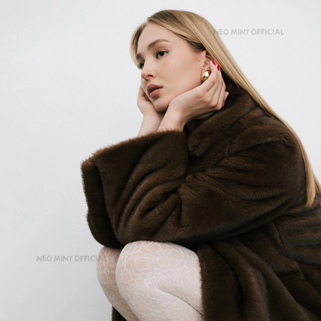 Luxury Faux Mink Fur Coat