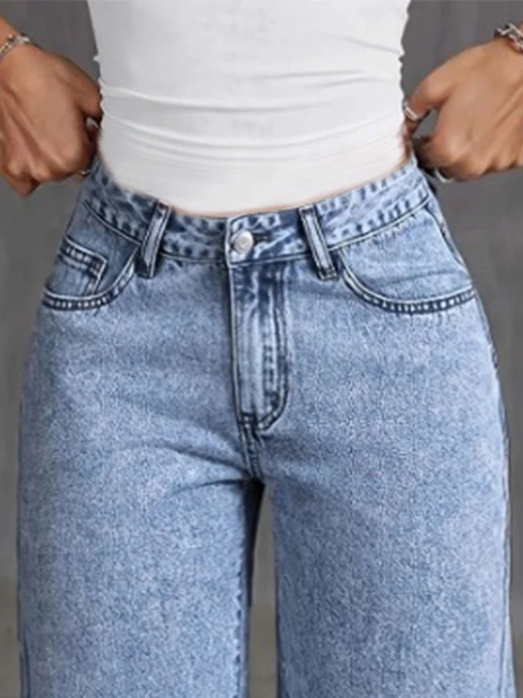 Bow Embroidered Wide Leg Jeans