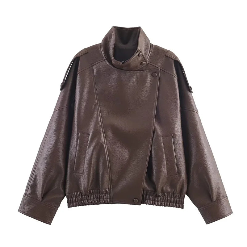 Pebble Faux Leather Moto Jacket