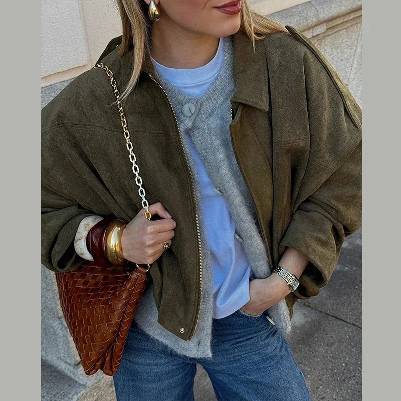 Vintage Green Bomber Jacket