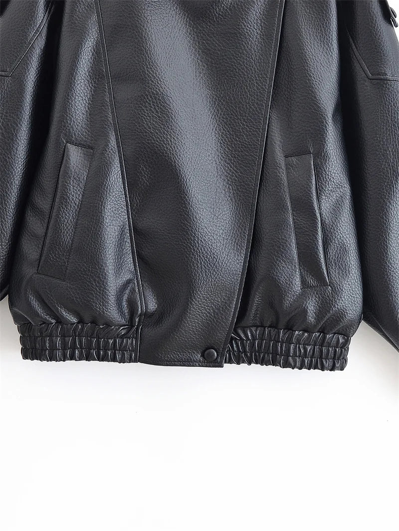Pebble Faux Leather Moto Jacket