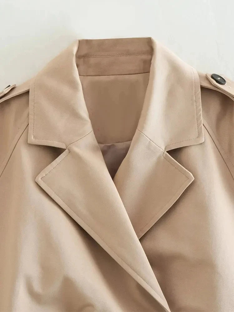 Cropped Trench Jacket with Belt