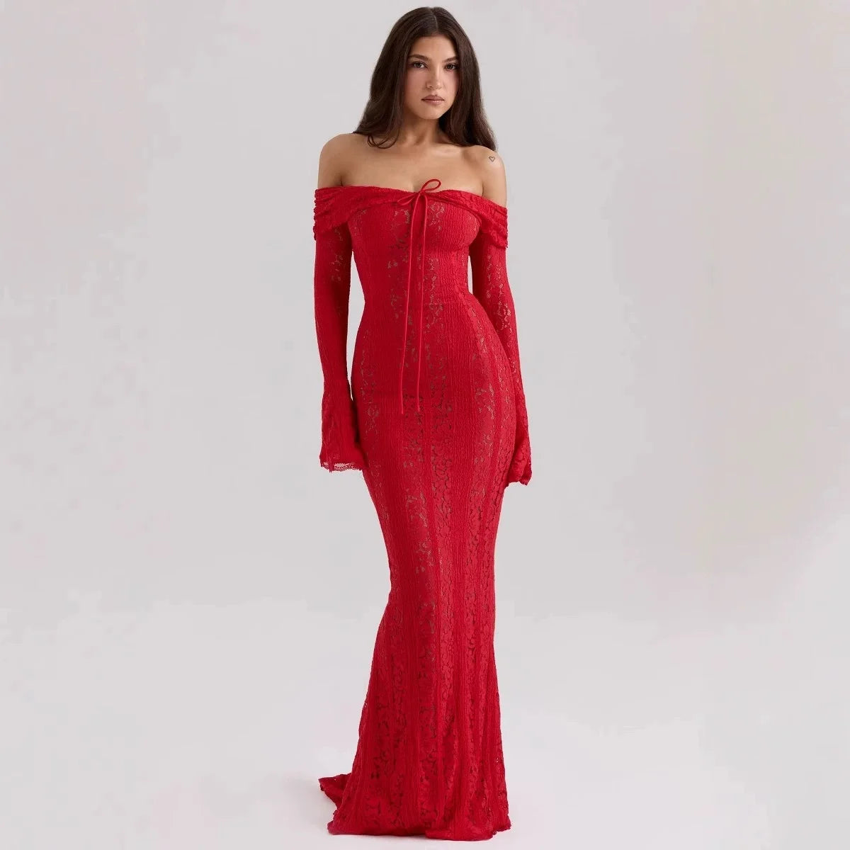 Long Sleeve Lace Evening Dress