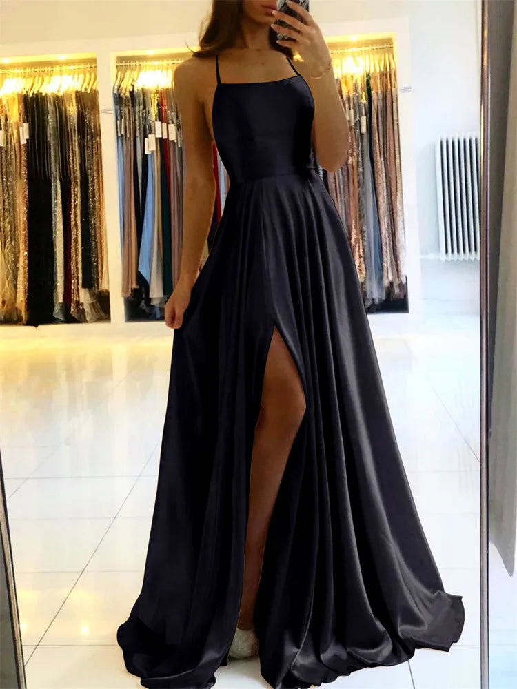 Burgundy Satin Maxi Dress