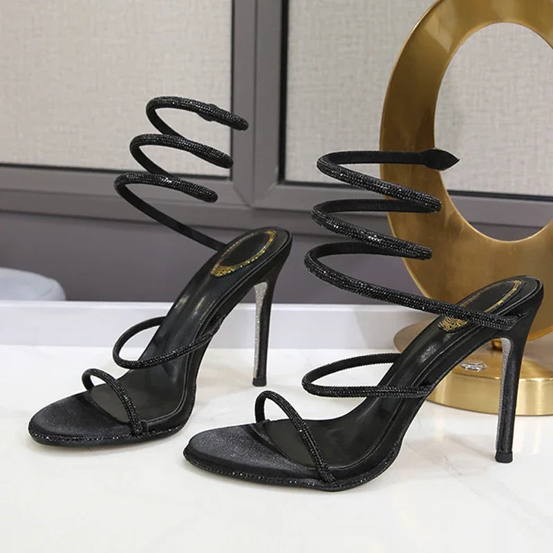 Crystal Diamond Ankle Strap Sandals