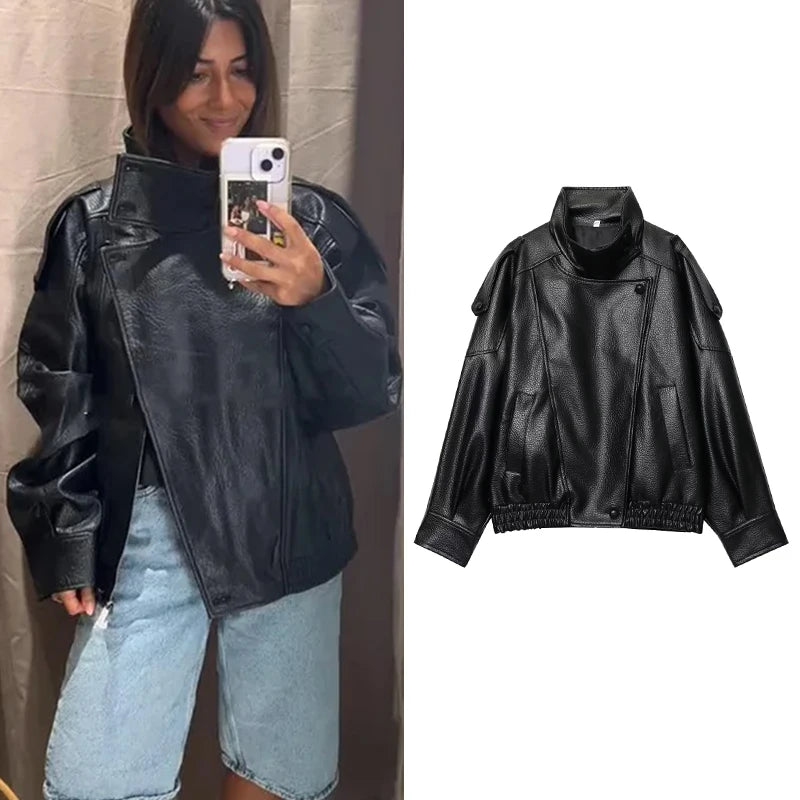 Chic Black Faux Leather Jacket