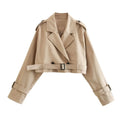 Cropped Trench Jacket with Belt