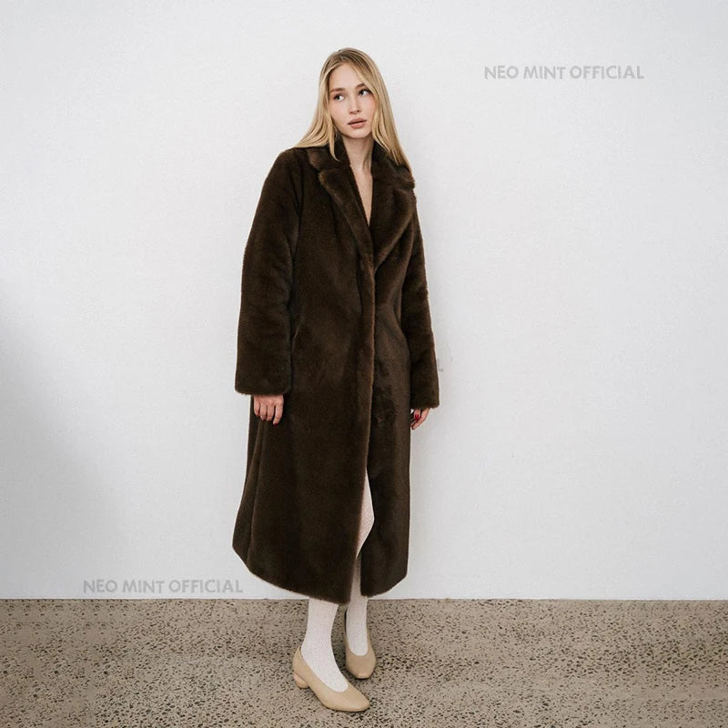 Luxury Faux Mink Fur Coat