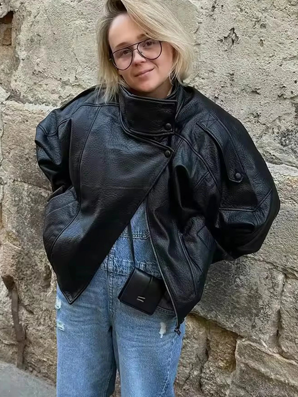 Chic Black Faux Leather Jacket