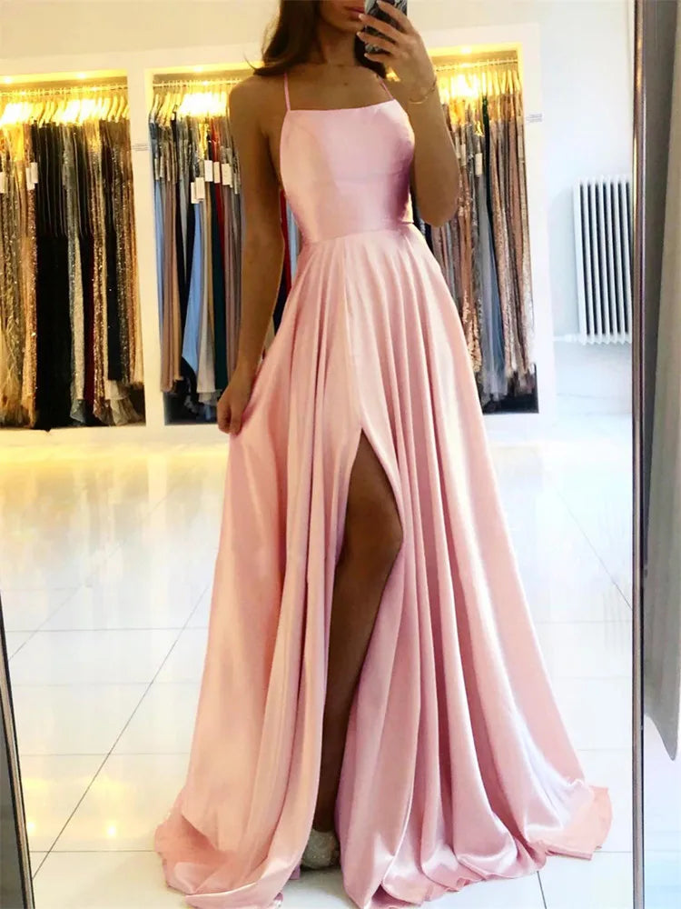 Burgundy Satin Maxi Dress