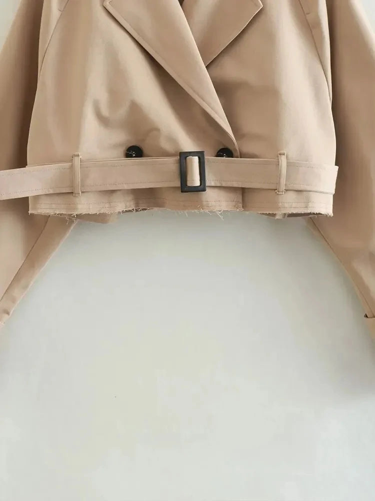 Cropped Trench Jacket with Belt