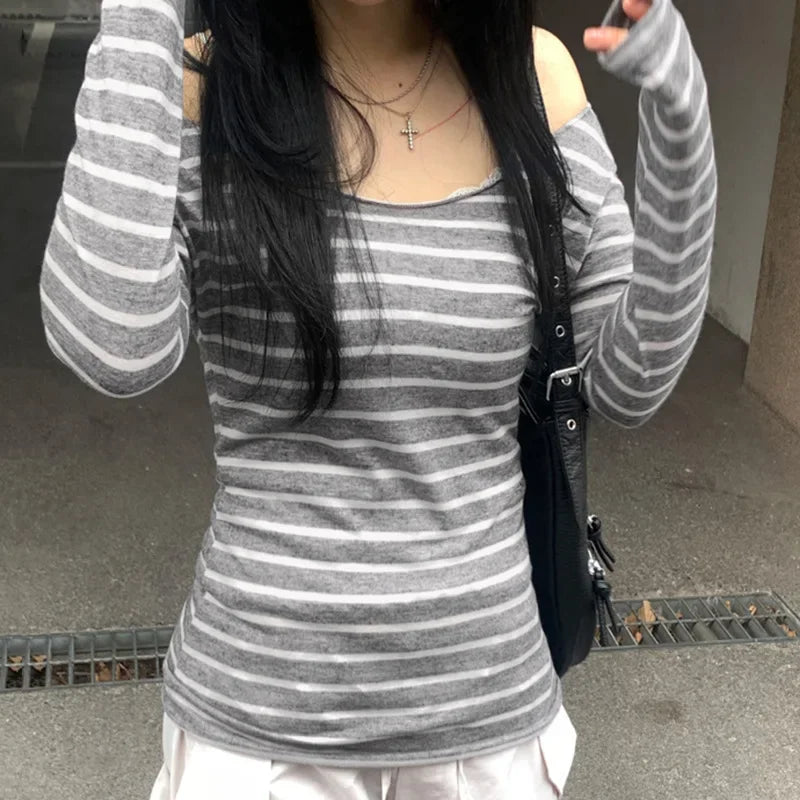 Striped Korean Street Style Top